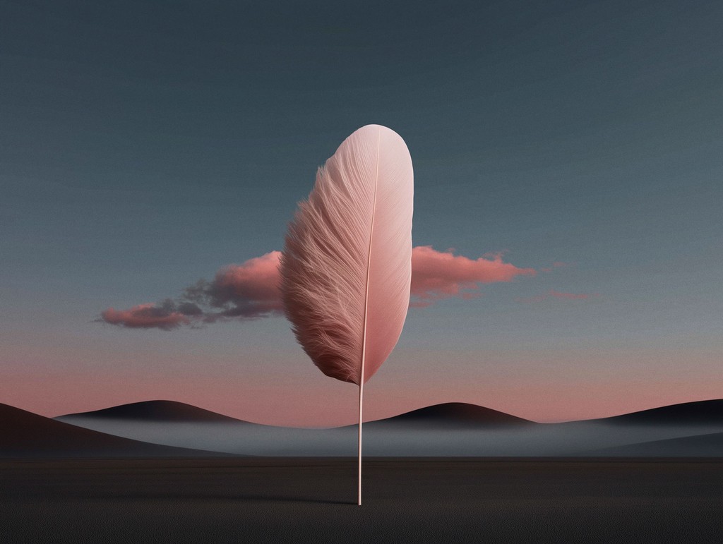A white feather above a distant landscape representing stateless protection.