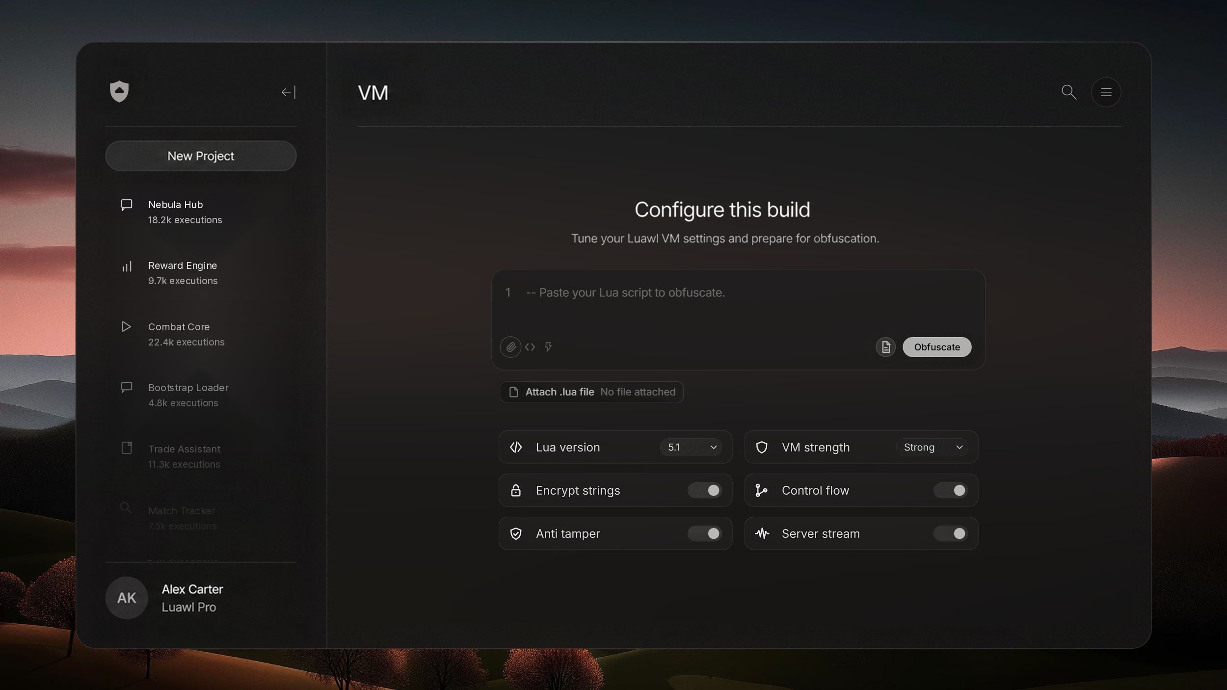 Ask: Luawl privacy view verifying a protected execution record.